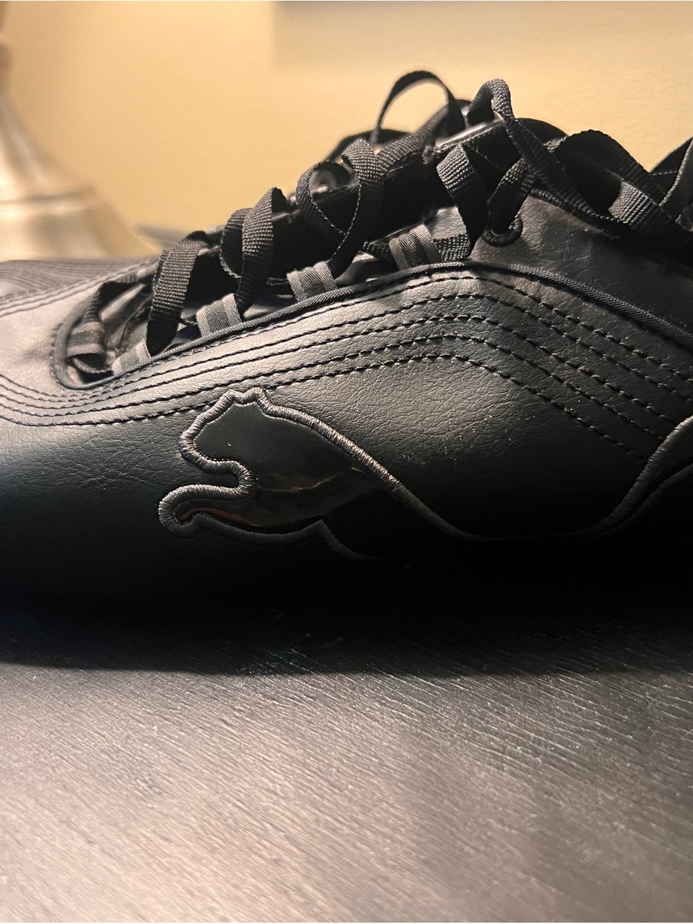 Puma Women's Black Leather Lace-Up Sneakers